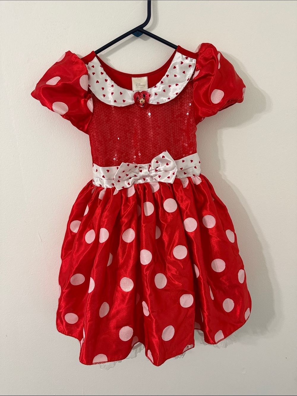 Disney Girls 5/6 Red and White Polka Dot Minnie Dress SEE DESCRIPTION
